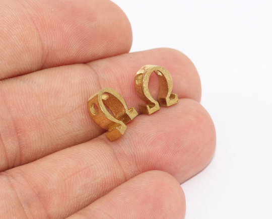 7x9mm Raw Brass Omega Letter, Omega Letter, Greek , MTE729