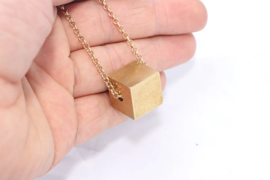 16x16mm Raw Brass Cube Beads, Cube Charms, Tube , MLS302