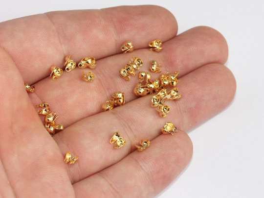 24k Shiny Gold Ball Chain Crimps, Fits 2,3mm Chain, Chain  MLS1094