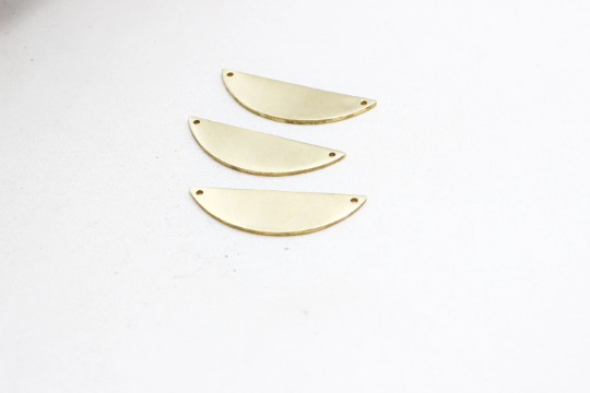 14x42mm Raw Brass Pendant, Pendant Connector, Crescent AC2