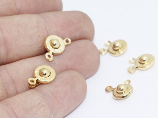 9,5mm 24k Shiny Gold Plated Snap Clasp, Ball Socket Clasps, BRT669