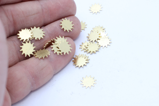 Raw Brass Sun Charms, No Hole Sun , Raw Brass Findings , Sun , FNL25