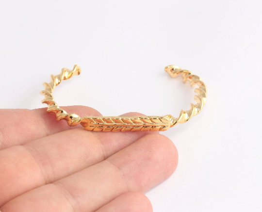 24k Shiny Gold Bracelet Cuff Leaf Bracelet bracelet bang        CHK274-1