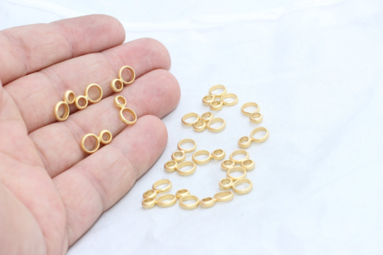 12mm 24k Matt Gold Spacer Beads, Connector Beads, BRT164