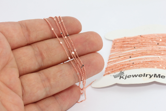 1,5mm Rose Gold Curb Chains, Tiny Chain,Bar Chains,Curb BXB235