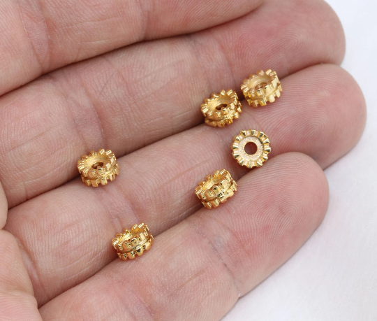 7mm 24k Shiny Gold Spacer Beads, Rondelle Beads,spacer  BRT746