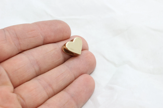 12x15mm Raw Brass Heart Beads, Large Hole Beads, Heart SOM82