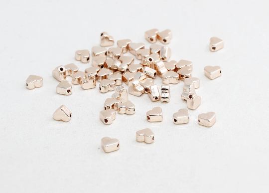 7mm Rose Gold Heart Beads, Spacer Beads, Mini Heart ,  ROSE109