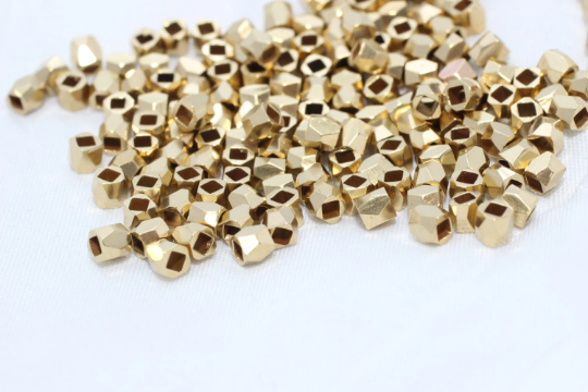 3mm Raw Brass Spacer Beads, Faceted Beads, Tiny beads,Mini  KA55