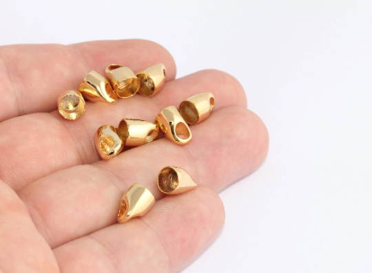 7x10mm 24k Shiny Gold Bead Caps, Inner Size 5,8mm, SLM1002