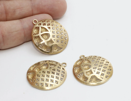 25mm Raw Brass Flower Of Life, Yoga Necklace, Harmony SOM198