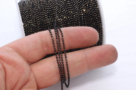 1,2mm Black Faceted Ball Chain, Ball Chain, Beaded Chain BXB76-2