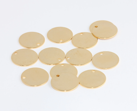 16mm 24k Shiny Gold Round Charms,  Personalized Disc,  XP170