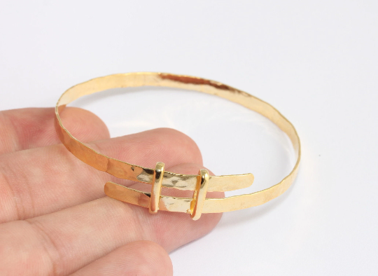 24k Shiny Gold Bracelet Cuff Adjustable Bracelet, Gold Plated Findings,               CHK620