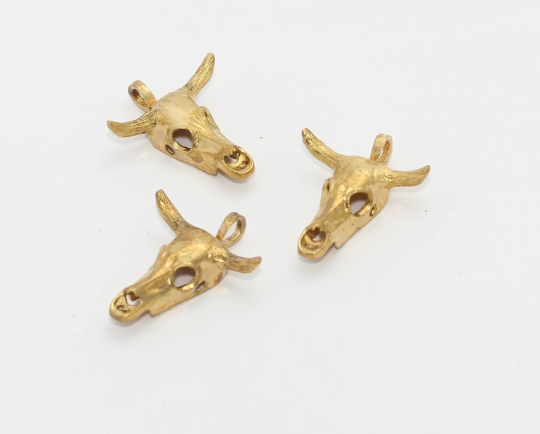 27x34mm Raw Brass Cattle Charms, Raw Brass Buffalo, AE242