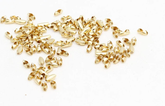 24k Shiny Gold Ball Chain Clasps, Fits 1mm and 1,2mm BRT285