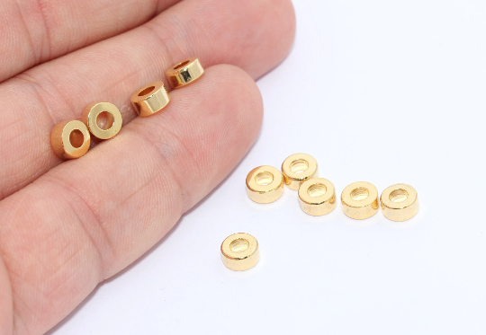 6mm 24K Shiny Gold Spacer Beads, Gold Spacers, Rondelle  MTE710