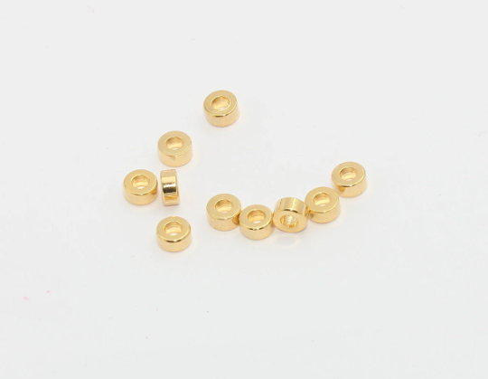 6mm 24K Shiny Gold Spacer Beads, Gold Spacers, Rondelle  MTE710