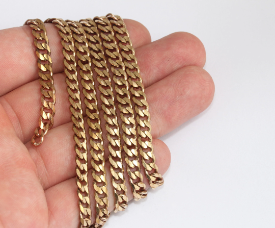 5,5x7mm Dark Raw Brass Faceted Chain, Curb Chain, Raw CHK600-1