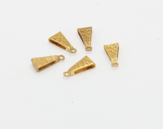 8x17mm Raw Brass Pendant Bail, Pinch Bail, Necklace Connector, Charm Pinch Bails, Pendant, Raw Brass Findings, BL, AE241