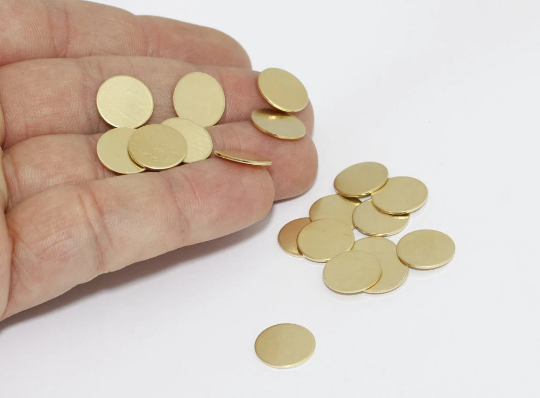 20Ga 12mm Raw Brass Round Disc, No Hole Disc, Round,BR  AE67