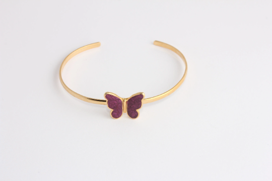 24k Shiny Gold Bracelet Cuff, Wire Butterfly Bracelet,           CHK710-4