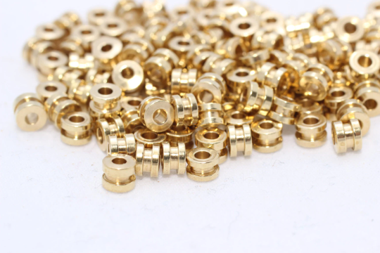 4mm Raw Brass Spacer Beads, Rondelle Beads, Mini Round KA29