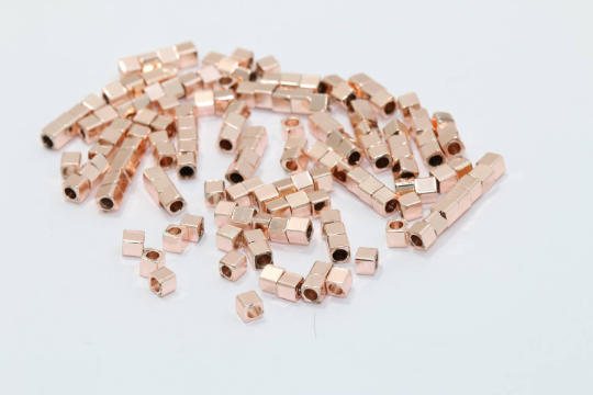 2,5mm Rose Gold Cube Beads, Spacer Beads, Bracelet  ROSE525