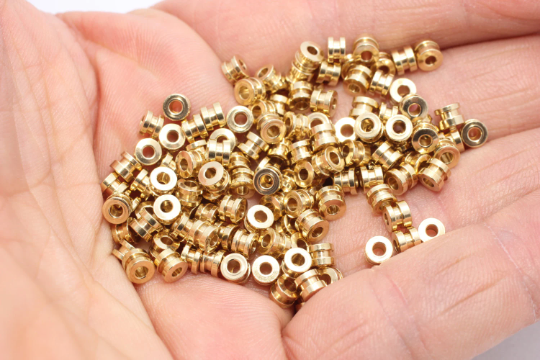 4mm Raw Brass Spacer Beads, Rondelle Beads, Mini Round KA29