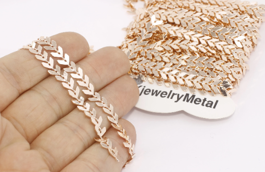 6mm Rose Gold Arrow Chains, Chevron Chain, Rose Gold , BXB224