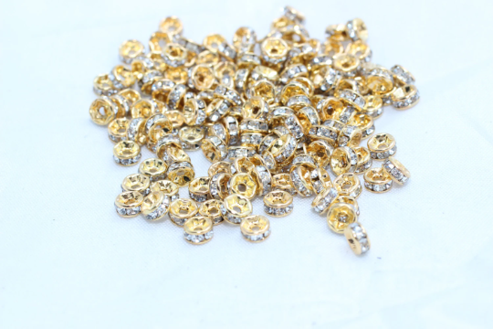 4mm Shiny Gold Cz Beads, Spacer Beads, Zircon Beads, KA61