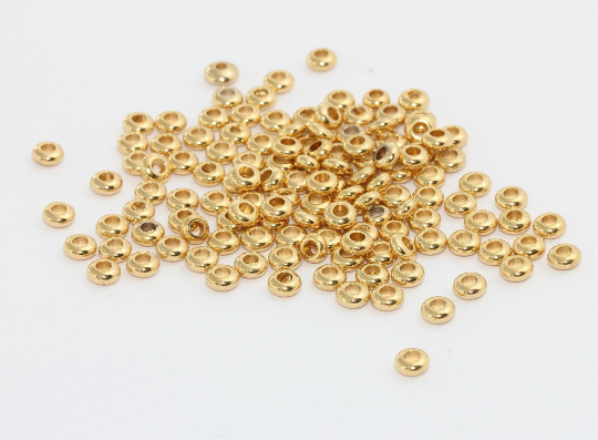 2x4,5mm 24k Shiny Gold Spacer Beads, Rondelle Beads, Bracelet, MTE1235