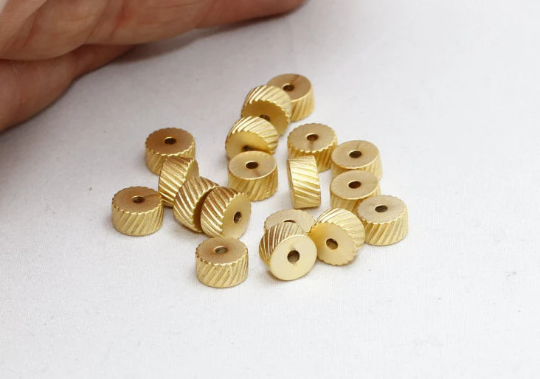 8mm Matt Gold Beads, Spacer Beads, Rondelle Beads, Tube BRT60