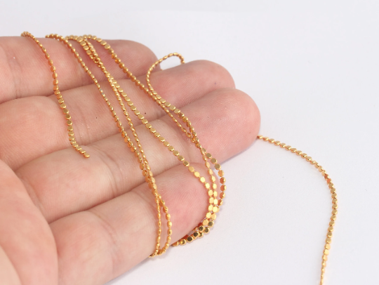 1,5mm 24k Shiny Gold Cube Chain, Square Ball , Faceted           BXB365