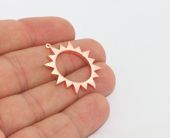 28x30mm Rose Gold Sun Charms, Sun Medallion, Outline MTE1424