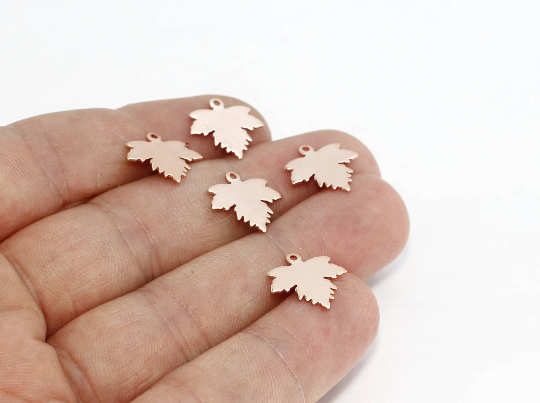 13x14mm Rose Gold Maple Leaf Charm, Maple Leaf, Rose ROSE623