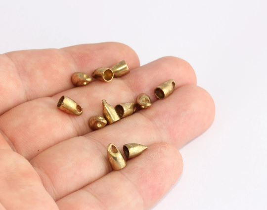 5x9mm Raw Brass End Cap, Inner Size 4mm, Leather Cord End Tips, Chain Clasps, Tassel Caps, Raw Brass Findings, SLM745