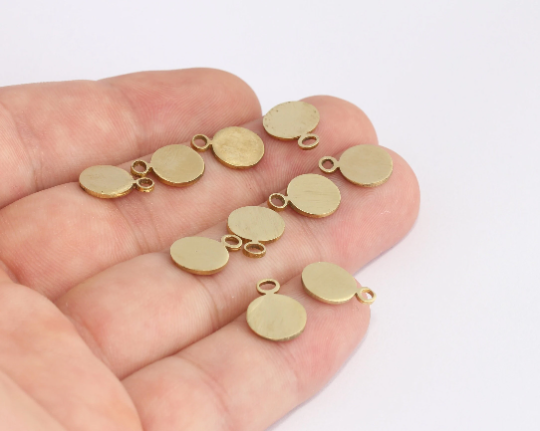 10x13mm Raw Brass Coin Charms, Stamping Disc, Round SLM1017