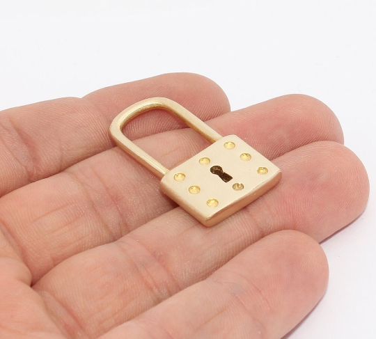 19x33mm Raw Brass Padlock Charms, Brass Pendant, Lock AE231