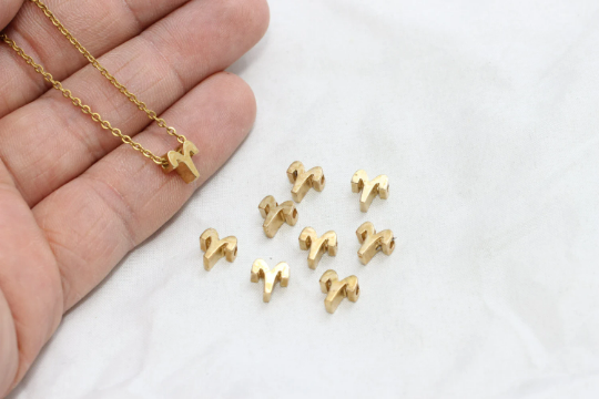 6x7mm Raw Brass Aries Charms, Astrology Charms, Aries