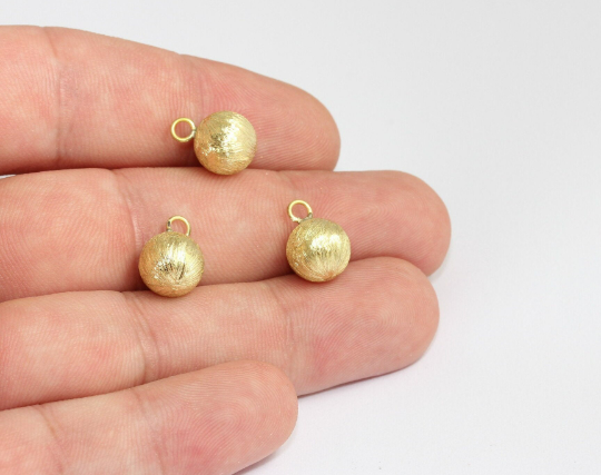 10x14mm Raw Brass Ball Beads, Ball Pendant, Drop , CHK530