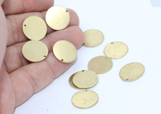 20mm Raw Brass Round Charms, Round Disc,  Stamping  AC24