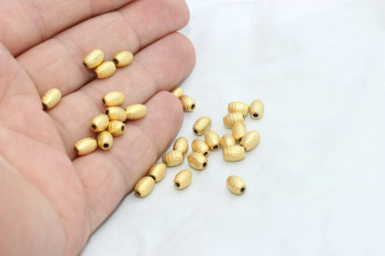 5x7mm 24k Matt Gold Spacer Beads, Oval Spacer Beads,  BRT122