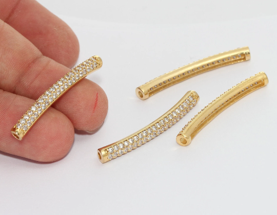 4x40mm 24k Shiny Gold Bracelet Tube, Curved Tubes,  MLS13