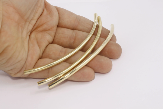 4x110mm 24k Shiny Gold Curved Tubes, Necklace Tubes,  CHK157-4