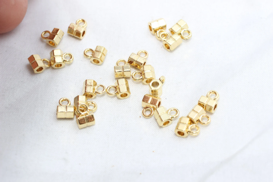 5x6mm 24k Matt Gold Tube Beads, Connector Tube Beads,  MTE14