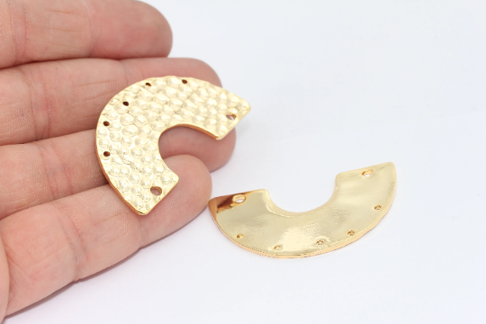 25x45mm 24k Shiny Gold Semi Circle, Half Moon Charms MTE424